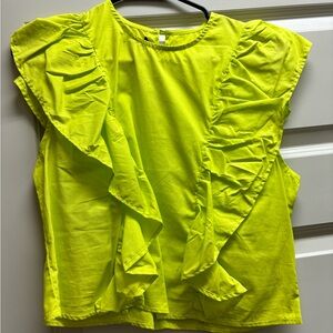 Deluc Yellow Ruffled Sleeveless Blouse